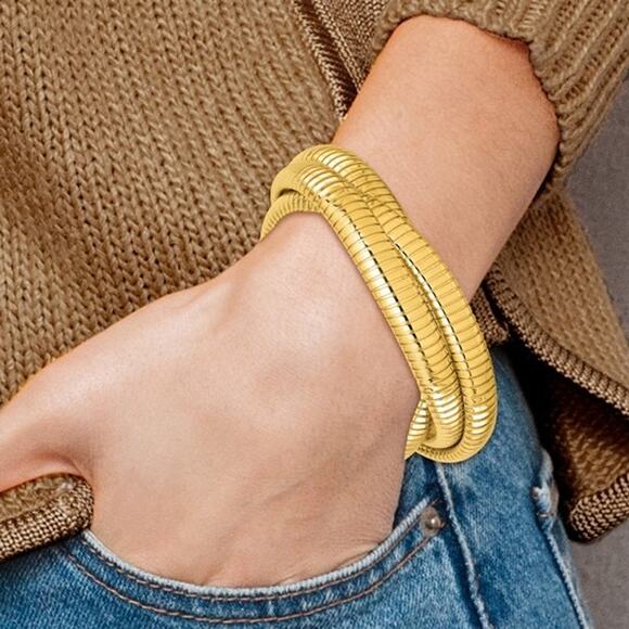 Herco 14K 3 Intertwined 7.5 inch Slip-on Bangle - Picture 1 of 3